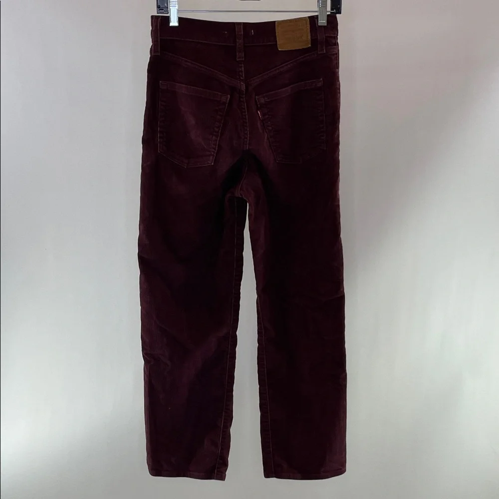 Levi's Ribcage Straight Ankle Jeans in Deep Burgundy Corduroy, 26 - Picture 12 of 13